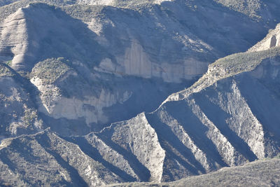 High angle view of snowcapped mountains