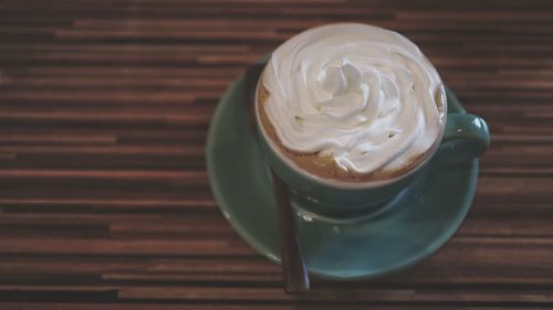 Close-up of cup of cappuccino