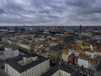 High angle view of cityscape against sky