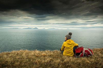 Beautiful backpacker tourist in iceland