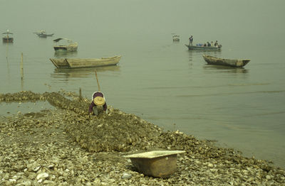 Cropped boat in sea