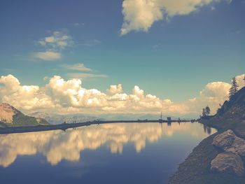 Scenic view of lake against sky