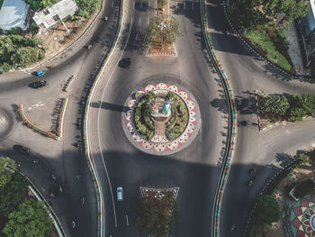 High angle view of cars on road