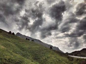 Scenic view of landscape against cloudy sky