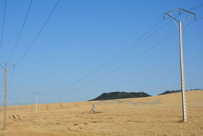 Scenic view of landscape against clear blue sky