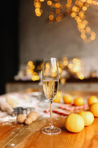 The interior of a christmas decorated kitchen in the loft style in a cozy house