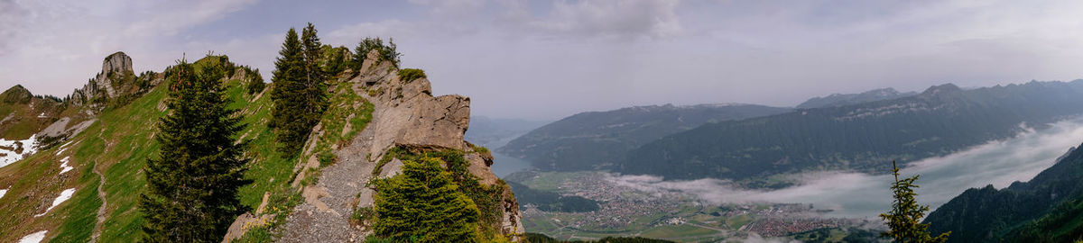 Panoramic view of mountains against sky