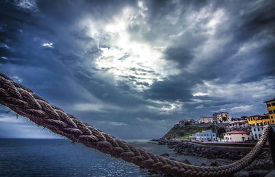 Scenic view of sea against cloudy sky