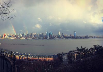 View of city against cloudy sky