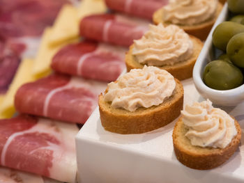 Close-up of dessert in plate on table