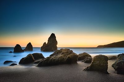 Scenic view of sea at sunset