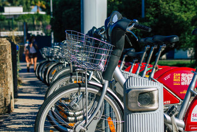 Bicycles in parking lot