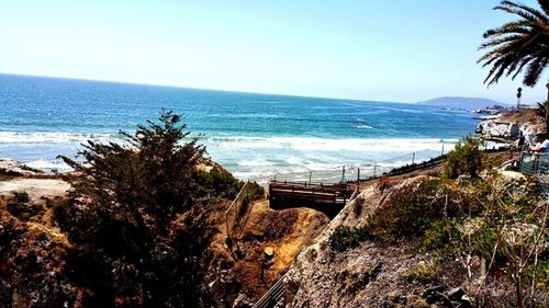 Scenic view of sea against clear sky