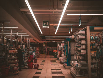 Interior of illuminated store