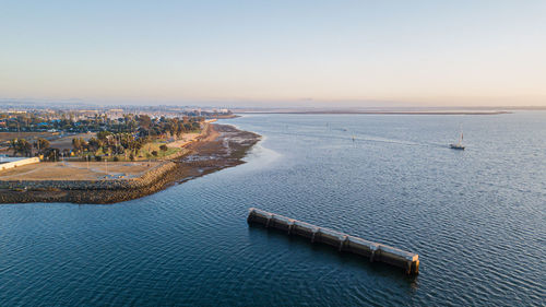 High angle view of sea against sky