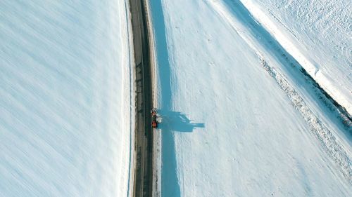 Aerial view of snow covered landscape