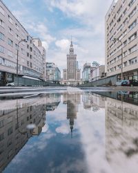 Reflection of buildings in water