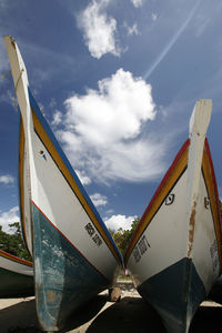 View of longtail boats at dock