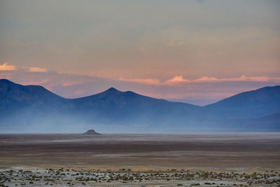Scenic view of landscape against sky during sunset