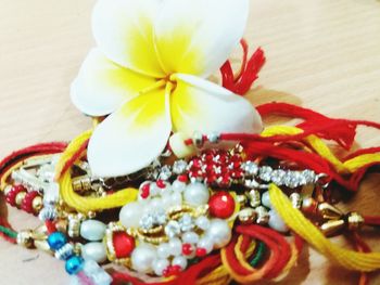 Close-up of flowers on table