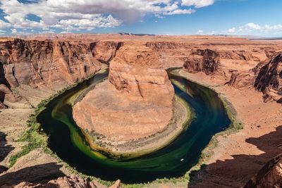 Scenic view of horseshoe bend and colorado river against sky