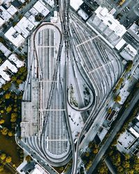 Aerial view of cityscape during winter