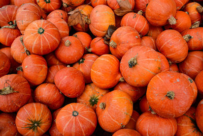 Full frame shot of pumpkins at market