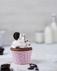 Close-up of cupcakes on table