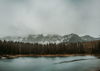 Scenic view of lake against sky