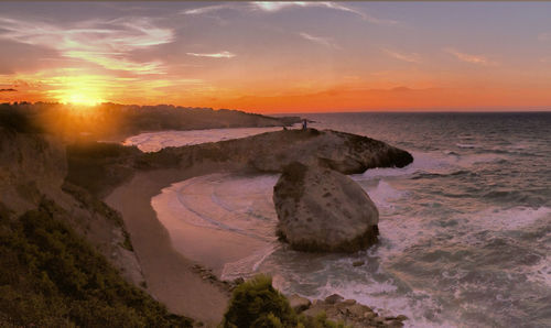 Scenic view of sea during sunset