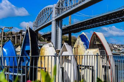 View of bridge against blue sky