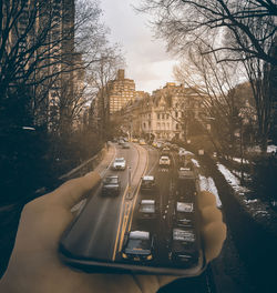 Cars on road in city