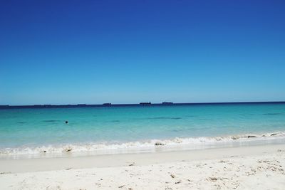 Scenic view of beach against clear sky