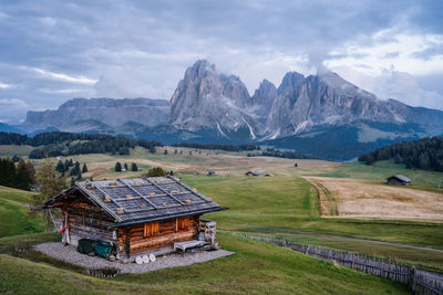 Scenic view of landscape and mountains against sky