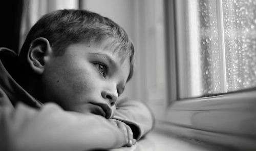 Close-up of boy at home