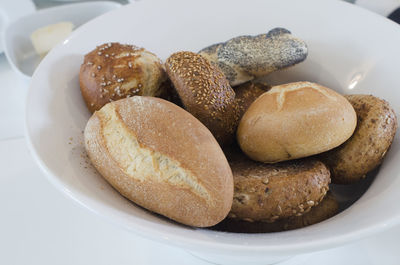 Close-up of bread in plate