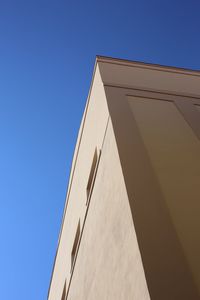 Low angle view of building against clear blue sky