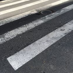 High angle view of zebra crossing on road