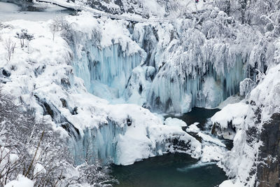 Panoramic view of frozen lake