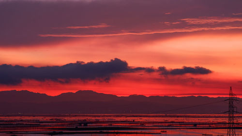 Scenic view of dramatic sky during sunrise