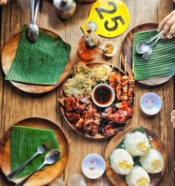 High angle view of food on table