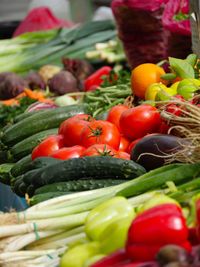 Vegetables for sale at market stall