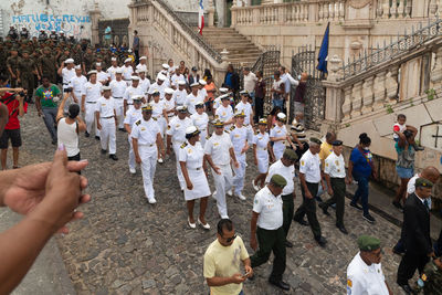 Military personnel from the armed forces parade in the civic parade of independence of bahia