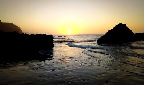 Scenic view of sea against sky during sunset