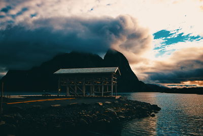 Scenic view of sea against sky at sunset