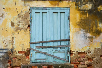 Closed door of old house