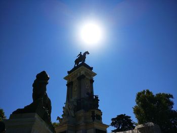 Low angle view of statue against clear sky