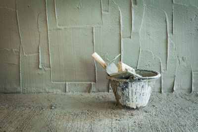 View of potted plant on wall