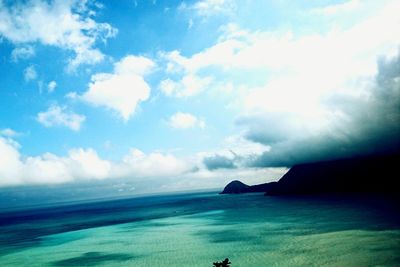 Scenic view of sea against cloudy sky