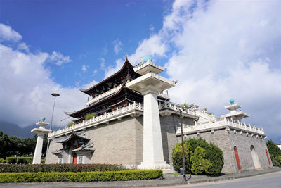 Low angle view of traditional building against sky